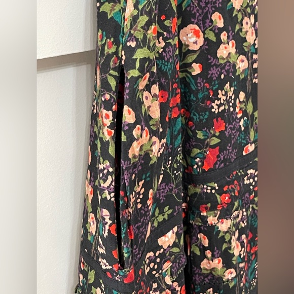 The Great. Yonder Fresh Water Floral Black Multi-Color Midi Dress Size 1 (small) - Picture 9 of 10